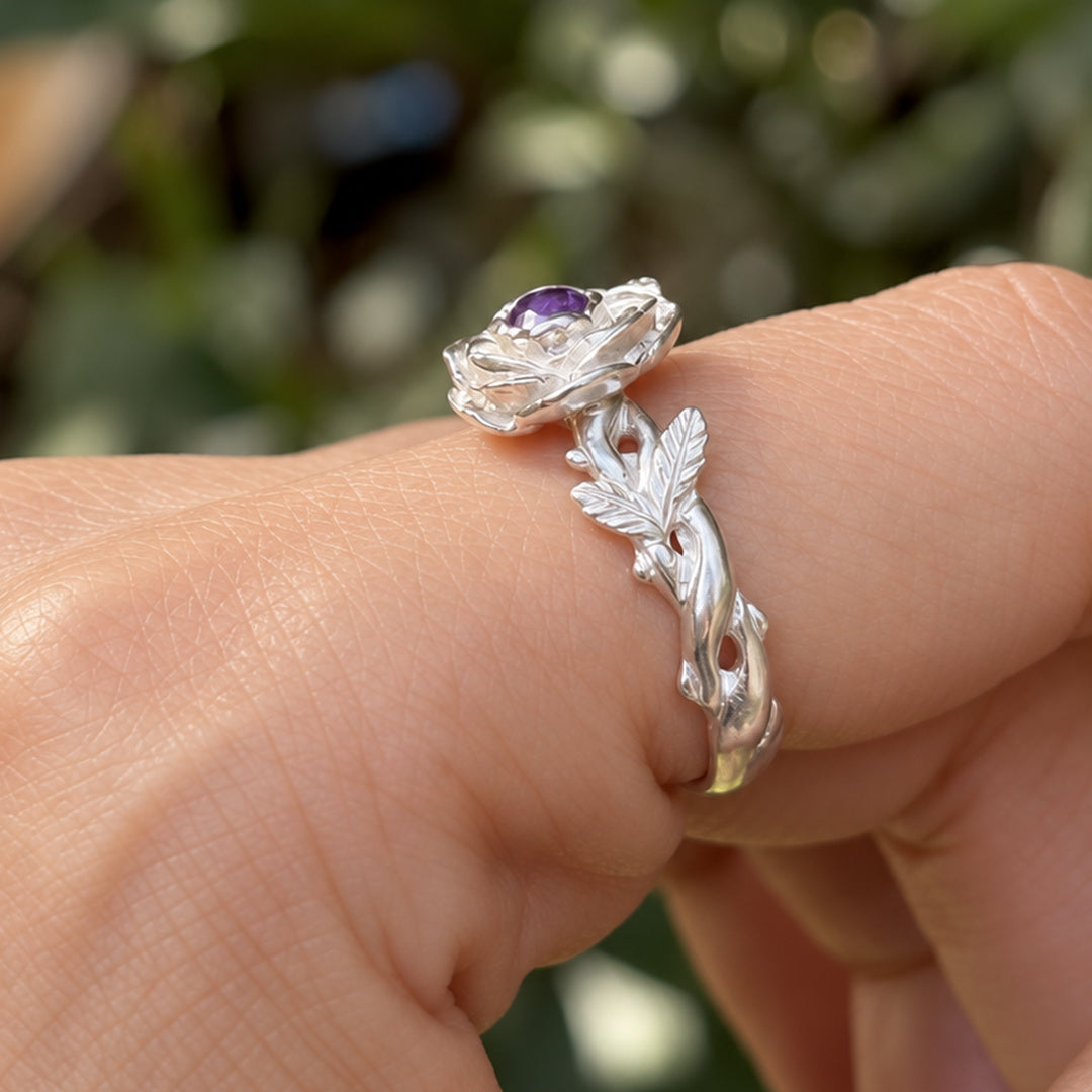 Anillo camelia amatista