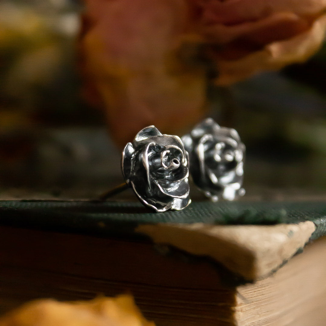 Aros Rosa mediana Plata envejecida