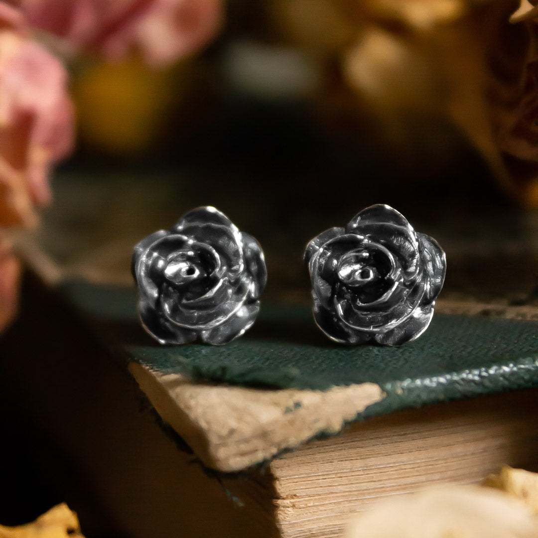 Aros Rosa mediana Plata envejecida