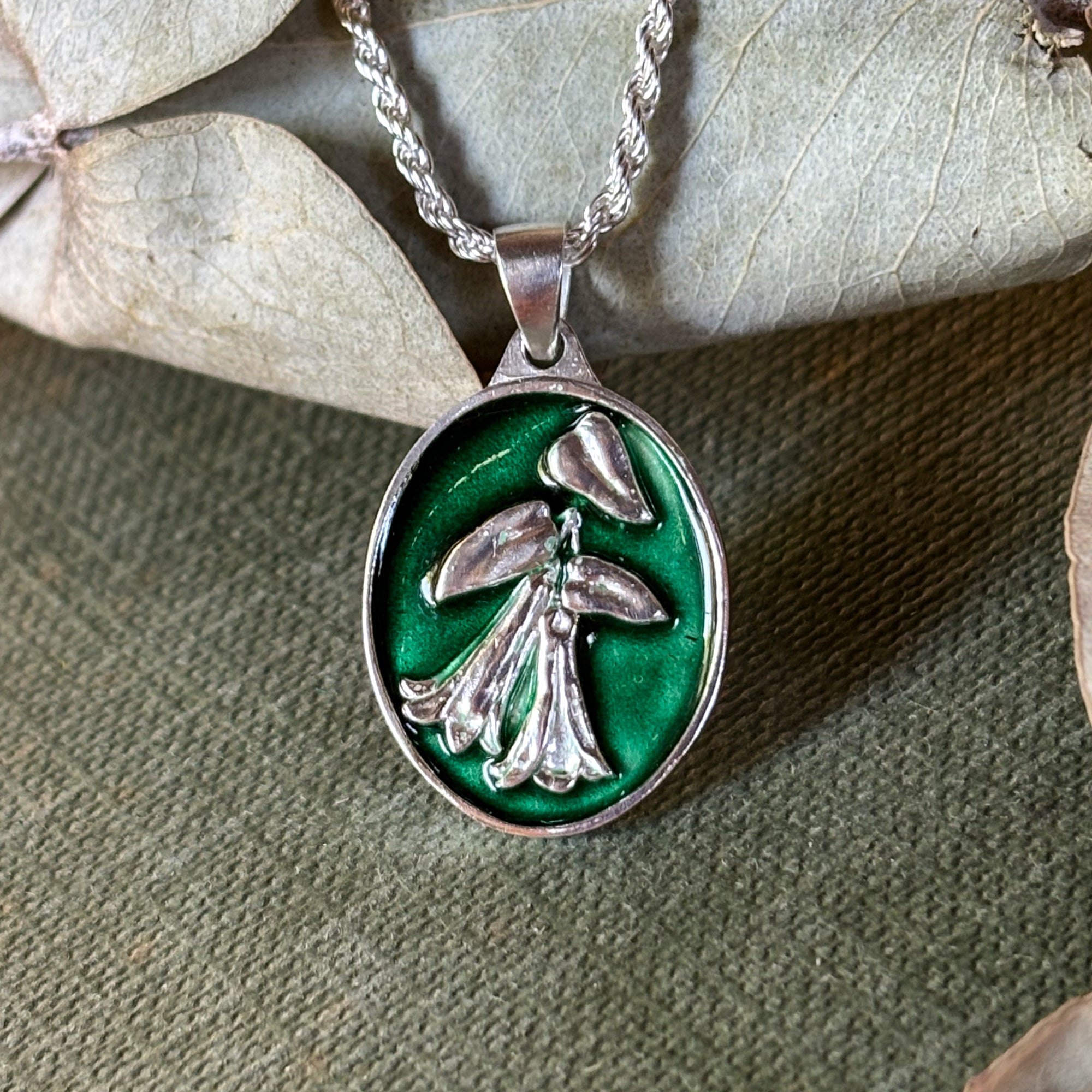 Medallita Copihue Verde