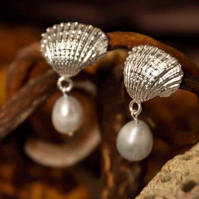 Aros Conchita y perla plata