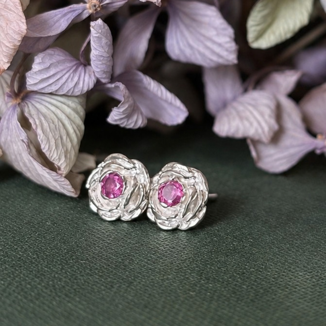 Aros Camelia pequeña y turmalina